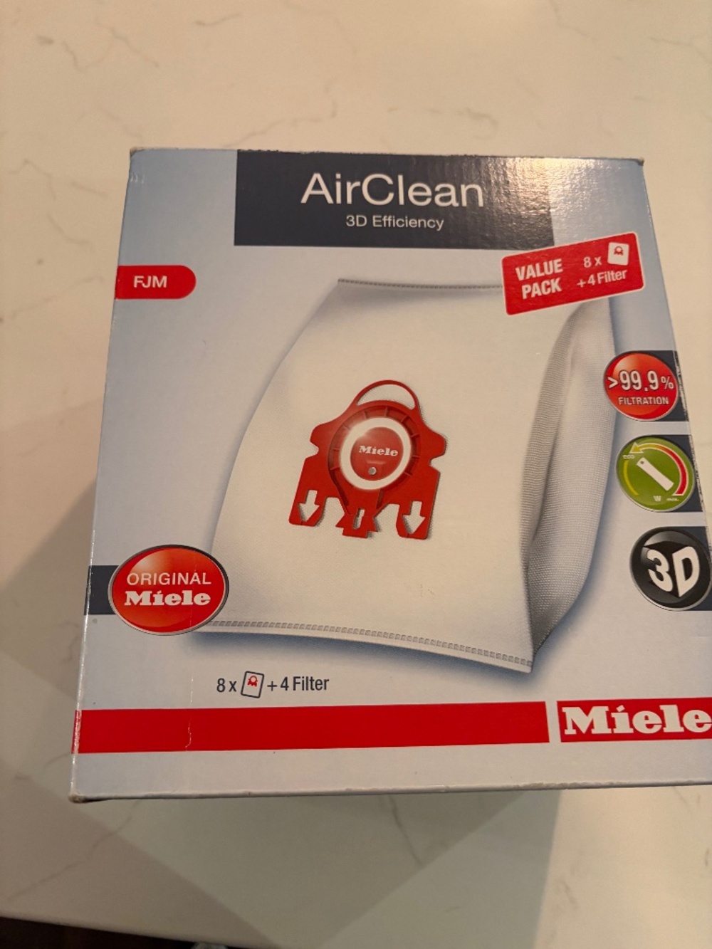 4 x Miele Air Clean 3D Efficiency Vacuum bags + 2 filters